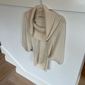 Trina Turk Cream Cowl Neck Sweater Silk Cashmere Blend Half Sleeve Small